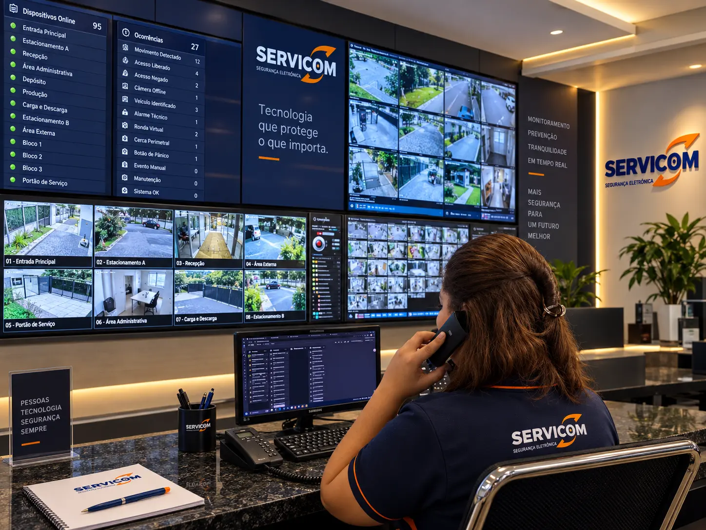 Central de monitoramento própria da Servicom em Ipatinga