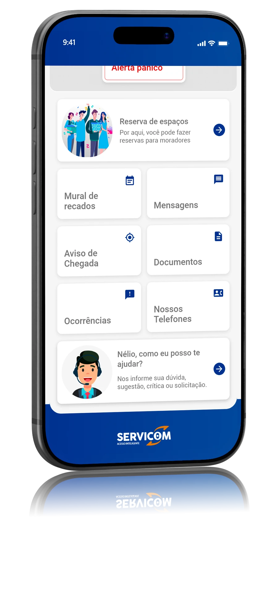 Celular com o app de rastreamento Servicom mostrando o veículo no mapa