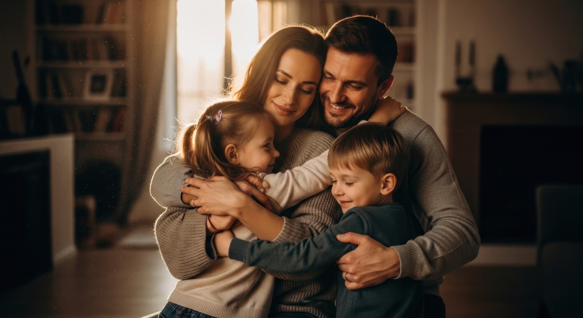 Família em casa protegida por sistema de segurança eletrônica da Servicom